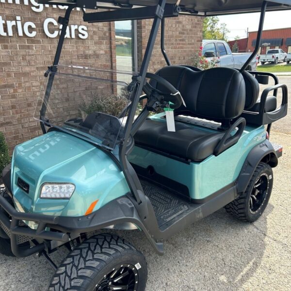 turquoise golf cart
