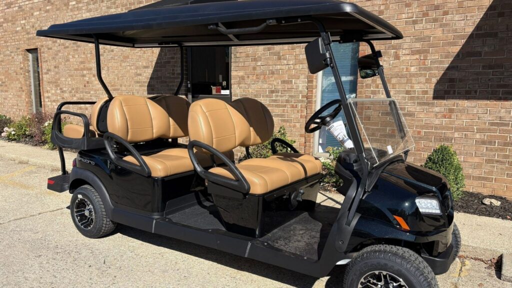 golf cart with tan seats